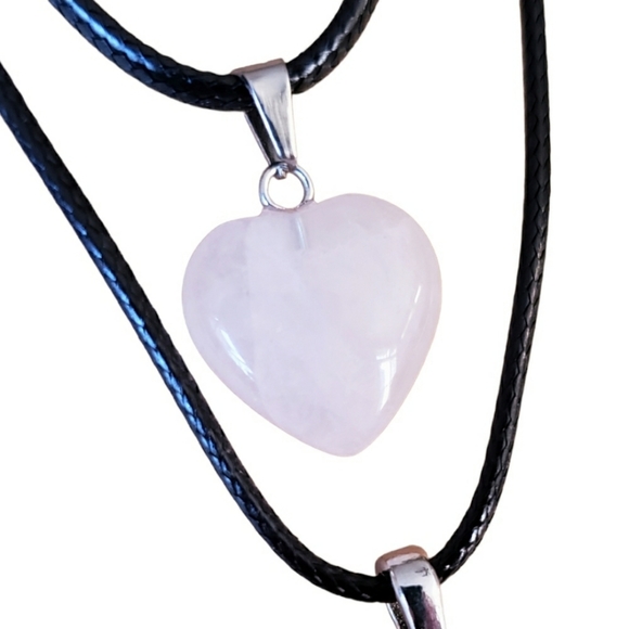🆕 Rose Quartz Crystal Point and Heart Necklace Set - Picture 3 of 6